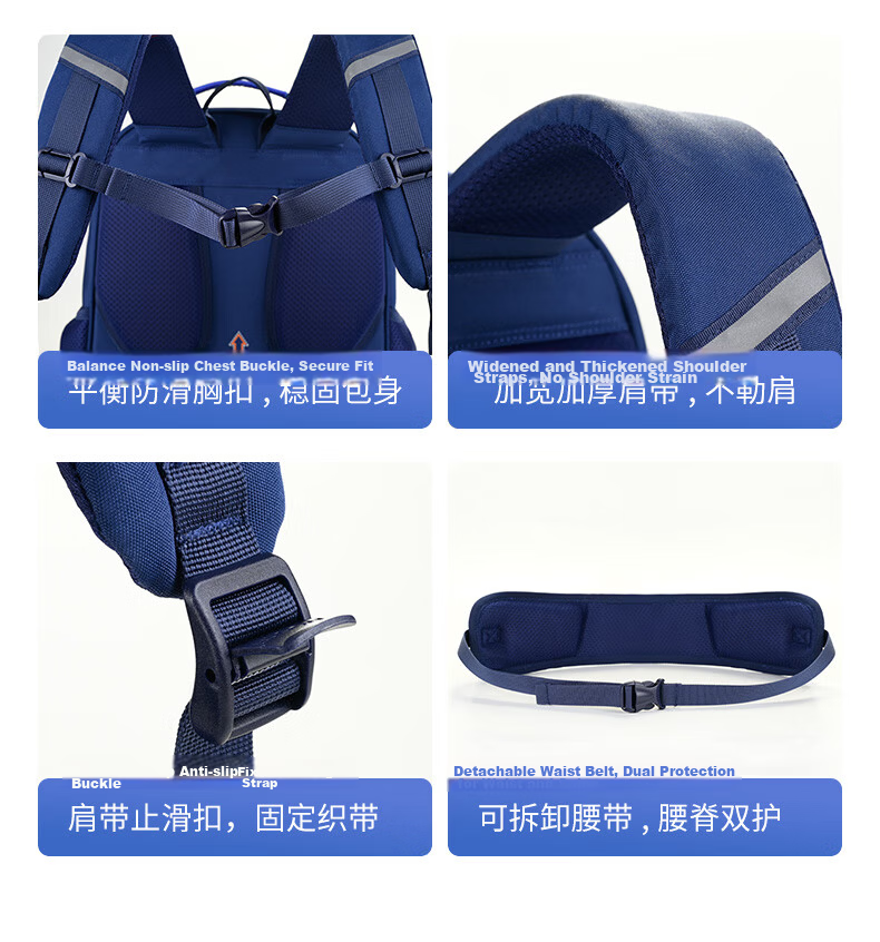 Edison Primary School Backpack Spine Protection Load Reduction Waist Support Anti-Drop Reflective Kids Bag L37-1 for Grades 1-3-6 7