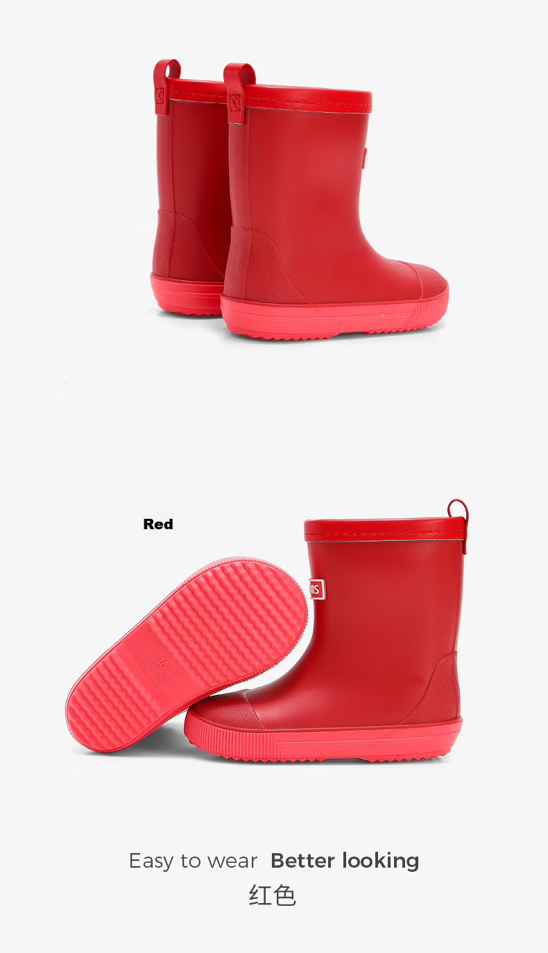 TARANIS Kids Children's Rain Boots Waterproof Comfortable Toddler Boys Girls Red Size 23 (2-6 Years) 16