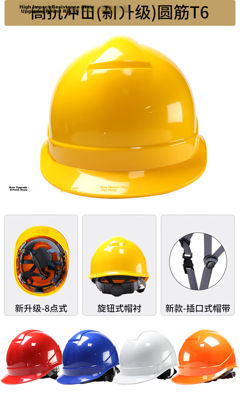 SHOUDUN Safety Helmet High-Grade Breathable ABS Three-Rib National Standard Anti-Smash Thickened Electrical Insulation Impact-Resistant Construction Work Red [Knob Model] 7