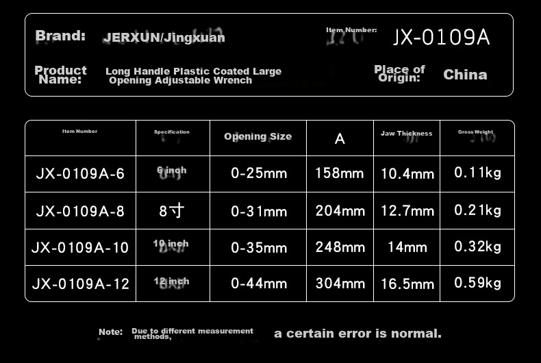JERXUN Adjustable Wrench, Multi-Functional Thin Short Handle Wide-Mouth Quick-Release Pipe Wrench Tool 5