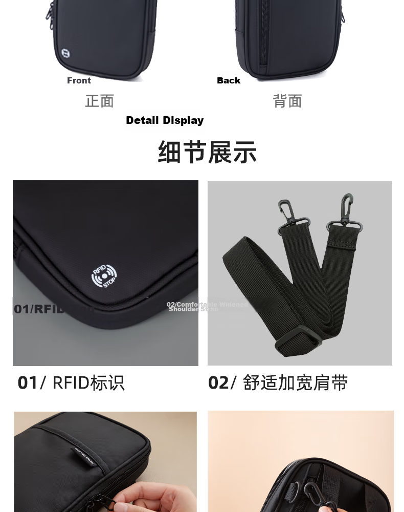Bona Cloud Crossbody Travel Passport Bag Anti-Theft RFID Boarding Pass Document Organizer Neck Hanging Card Holder Large Capacity Phone Bag 10