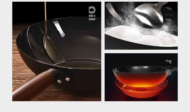 Royalstar Vintage Stir-Fry Pan 34cm Round Bottom No Coating Non-Stick Gas Stove Compatible With Handles Without Lid 10