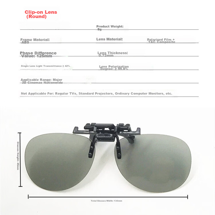 Boshide 3D Polarized Clip-On Glasses for Myopia IMAX Cinema Large Screen Read Clip-On 4
