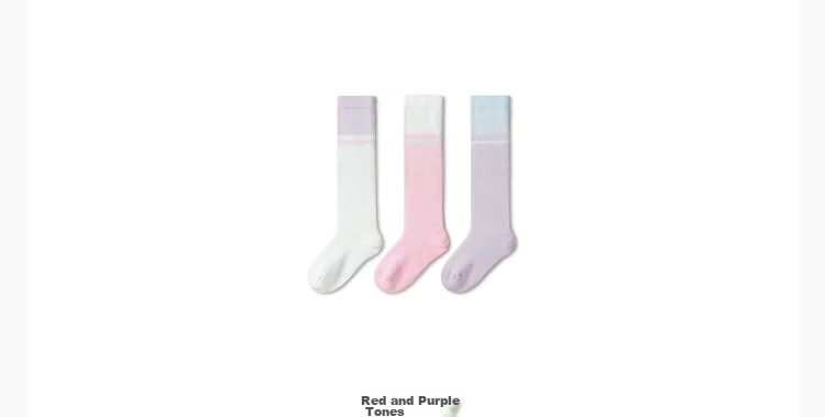 Balabala Kids Socks Summer Mesh Breathable Thin Girls Mid-calf Jacquard Cotton Elastic Soft 3-Pack 17