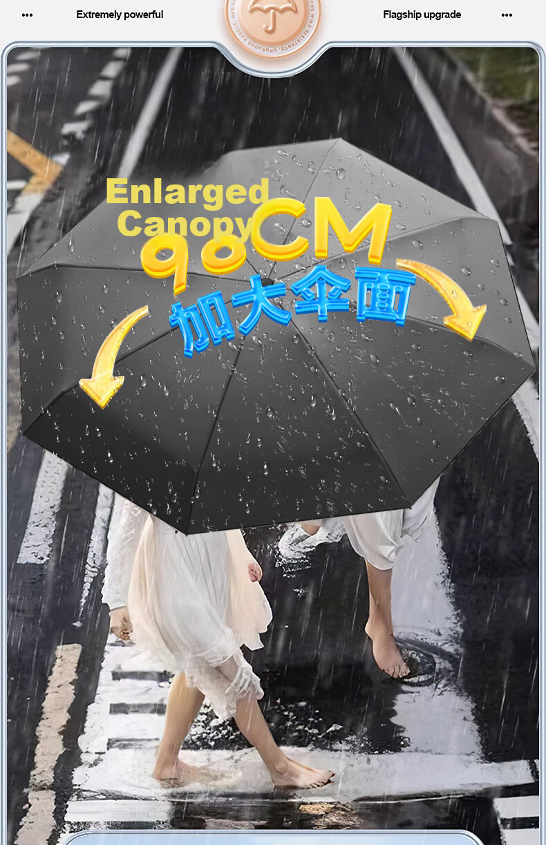 Maoli Dual-Use Automatic Umbrella, 16 Ribs, Black Rubber Coating, Impact-Resistant Fabric, Windproof Reinforced Sun Umbrella 14