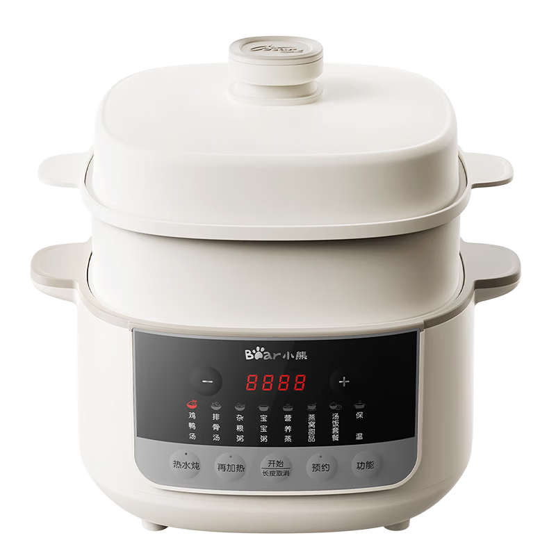 Bear Electric Slow Cooker Stew Pot Water Bath Soup Cooker Ceramic Automatic Multi-Function Household Stewing Pot 3-4 People 4.1L DDZ-J25H5