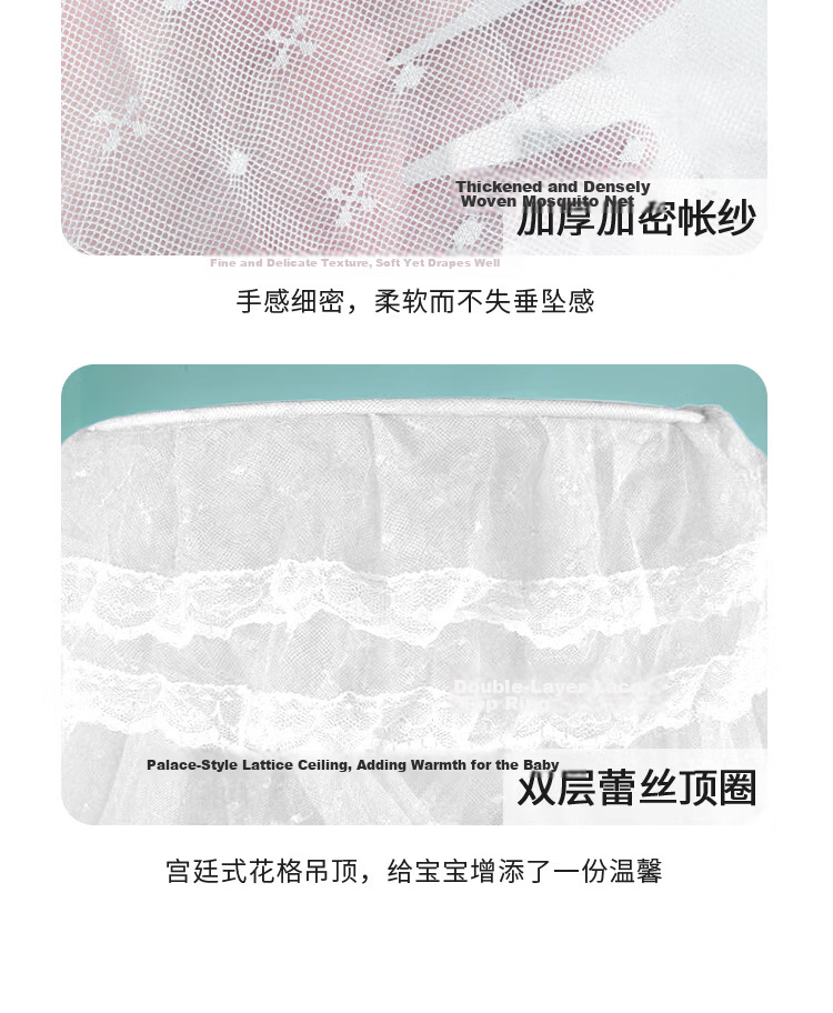 MUJI Baby Mosquito Net with Frame for Infant and Toddler, Children's Bed Mosquito Net, Anti-Mosquito Cover, No Installation Required, White Floor-Standing Model 14