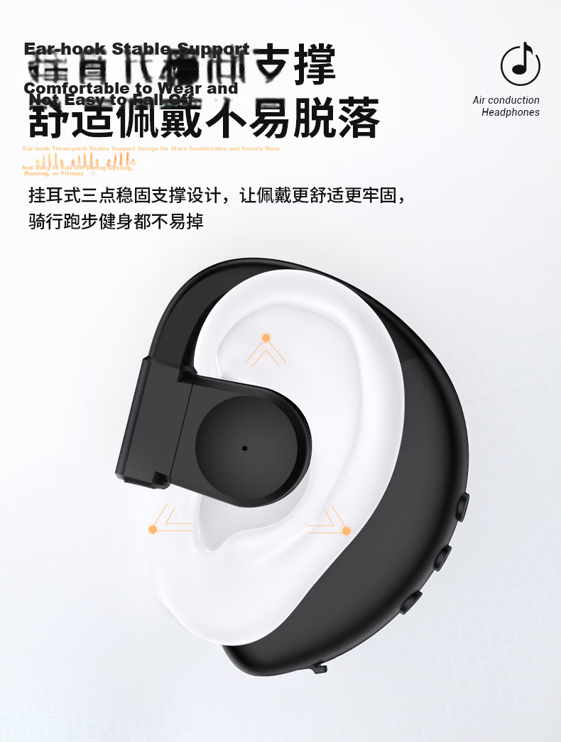 OKSJ New Upgrade Bluetooth Ear Hook Wireless Bone Conduction Single Ear Clip Non-In-Ear Sports Running Headset for Android and Apple Phones 9