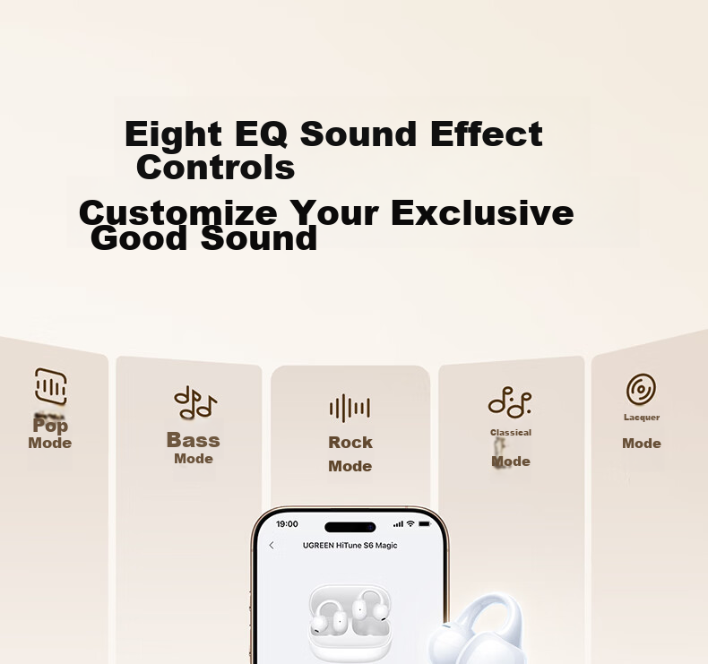 UGREEN Bluetooth Earphones H6 Magic Semi-In-Ear Adaptive Noise Cancelling Smart Touch Screen Wireless Sports Running Gaming Earbuds Compatible with Apple Huawei Xiaomi Gift 19
