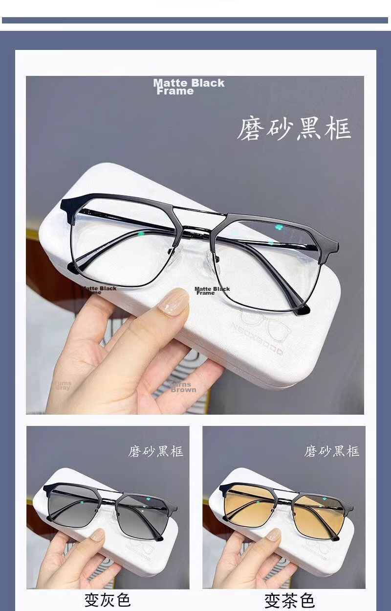 LESCA LUNETIER Stylish Photochromic Prescription Glasses Men Semi-Rimless Black Silver Gray 300 8