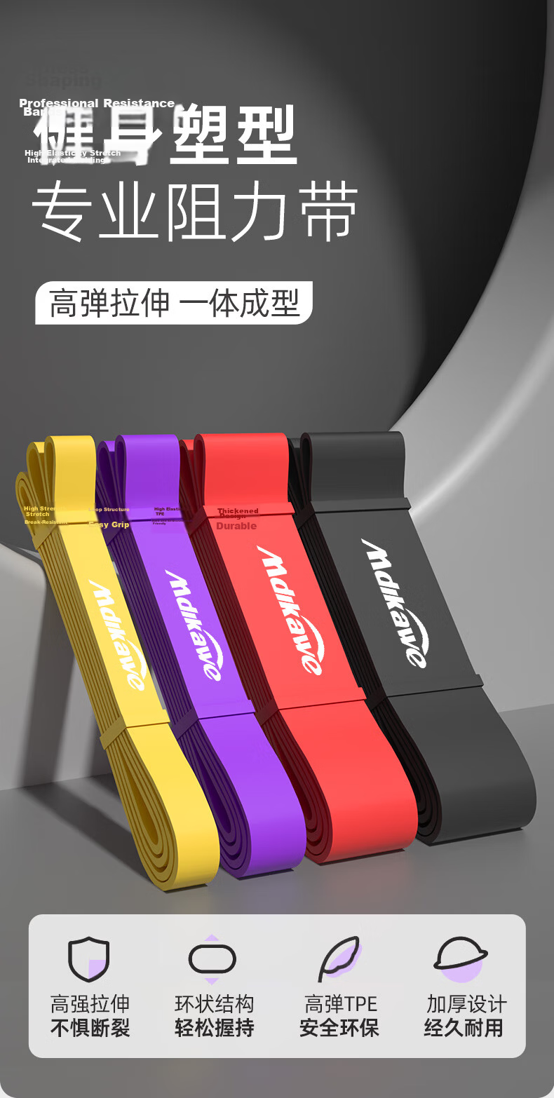Mdikawe Elastic Resistance Band for Fitness, Rehabilitation, Leg Training, Men And Women, Pull-Up Assistance, Yoga, Gree 1