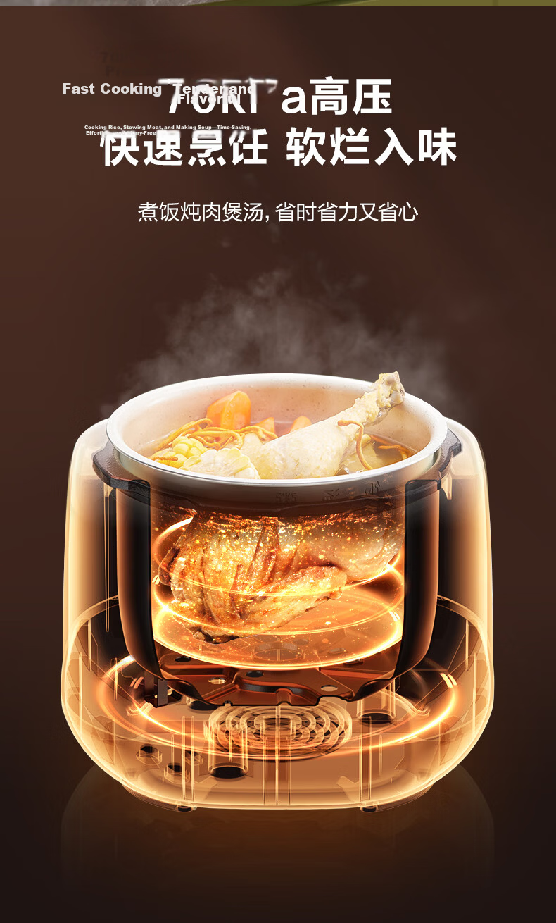 SUPOR New Titanium Model, 100kPa Fresh Breathing 3L Electric Pressure Cooker, Non-Coated, 10-Minute Quick Cooking Rice Cooker, High-Pressure Cooker for 1-3 People, Home Use, SY-30FC3007 7