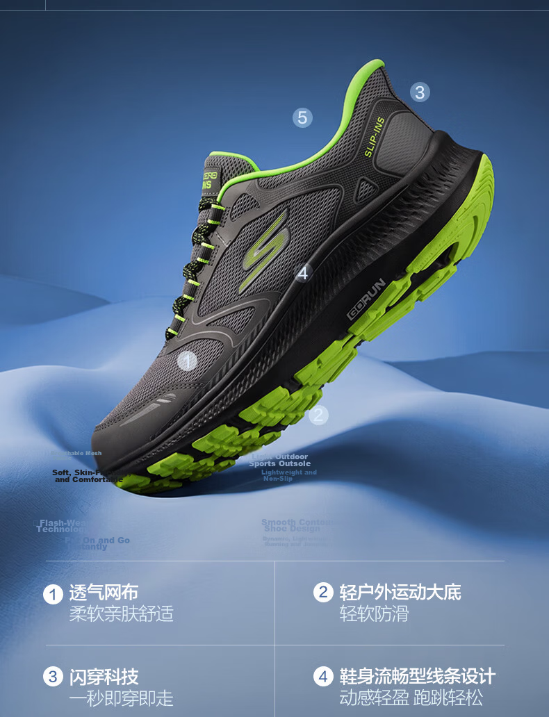 Skechers Cloud Leap Slip-On Kids Professional Shock Absorption Running Shoes Big Kids Sports Shoes 404201L 5