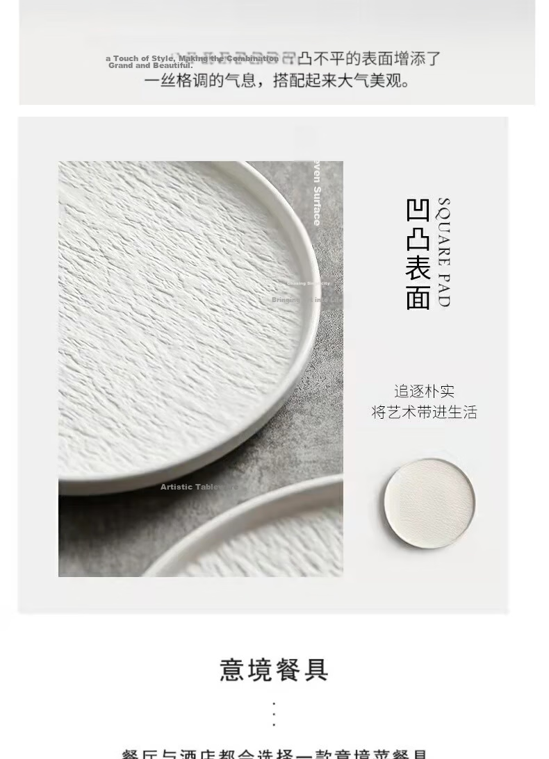 Chuanqi Japanese Style Ceramic Western Dinner Plate 10.5 Inch White Large Flat Plate for Steak and Fruit 3