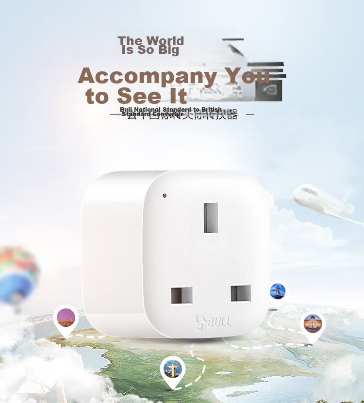 BULL National Standard to US Standard Converter Plug/travel Adapter Socket for Domestic Use, Suitable for China/Taiwan/USA/Canada/Japan And Other Regions' Electrical Appliances GN-L01CA 2