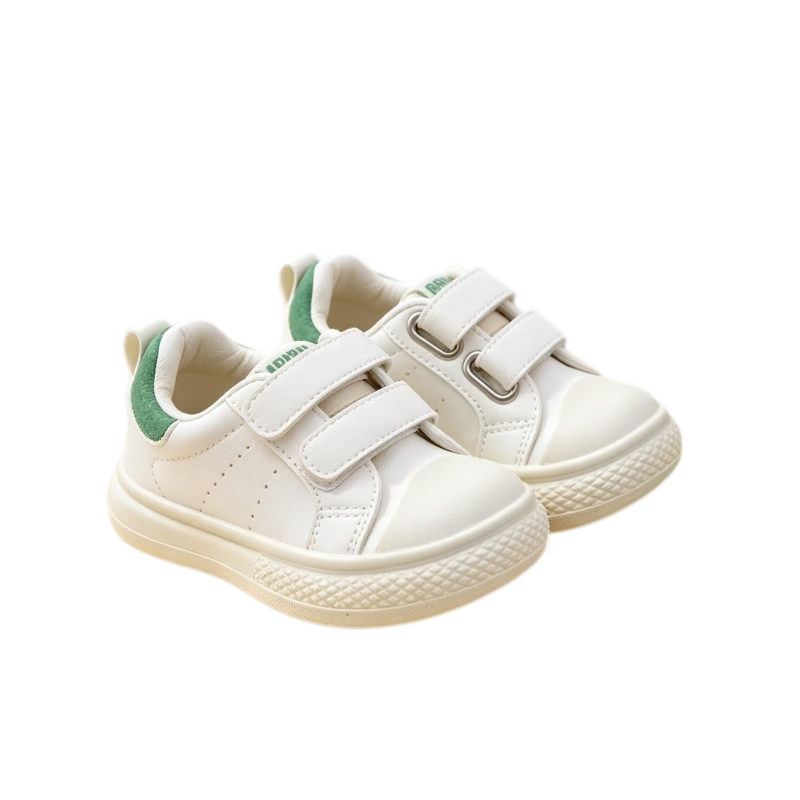 TOPSTAR Children's Canvas Shoes, Spring And Autumn Style, Back-To White Sneakers, Boys And Girls Non-Slip Wear-Resistant Breathable Casual Shoes, White/green, Size 22