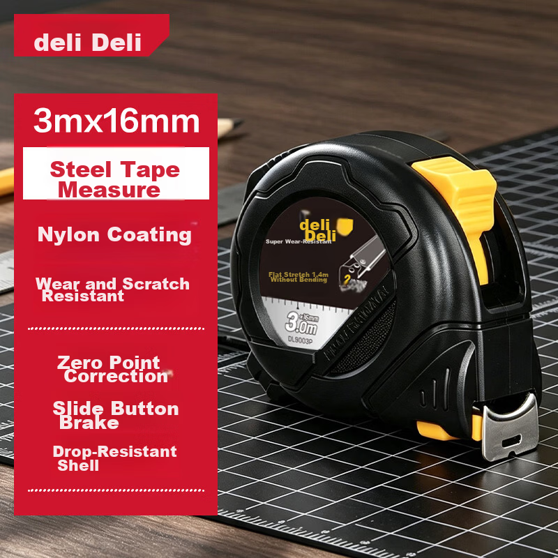 Deli 5m High-Precision Steel Tape Measure Durable Nylon Coated Measuring Tape JD Self-Operated