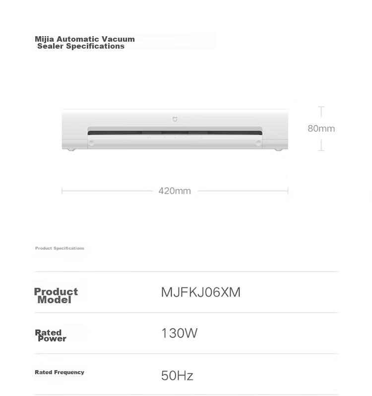 Mijia Xiaomi Vacuum Sealer Dual-Use Automatic Food Preservation Machine Household Small Fully Automatic Press-Free Sealing Machine 29