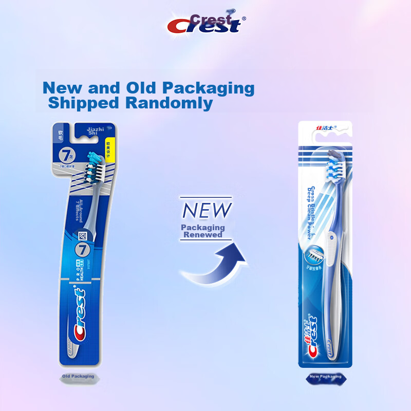 CREST All-In 7 Benefits Toothbrush Tongue Brush with Small Wide Head Soft Bristles for Adults Gum Massage Handle 4 Pieces New And Old Packaging Shipped Randomly 1