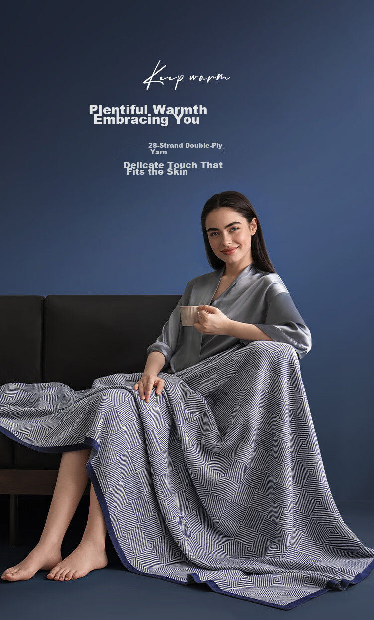 JD Jingzao Starlink Aviation Blanket Four Seasons Office Airplane First Class Cover Nap Blanket Blue 1.5x2.0m 5