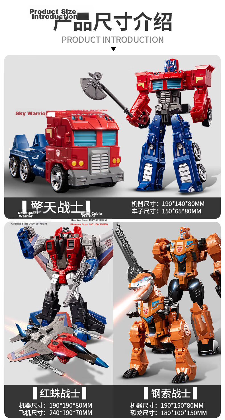 Tangmi TEMI Large Children's Transforming Robot Toy, Bumblebee Optimus Prime, Metal Alloy, Birthday And Holiday Gift for Boys 2