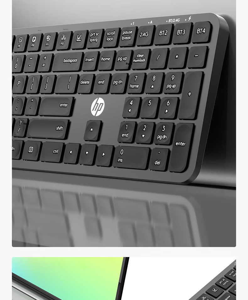 HP K241 Wireless Bluetooth Dual-Mode Scissor-Switch Slim Office Keyboard 104-Key Wired Scissor-Switch Quiet Laptop Desktop Keyboard 16