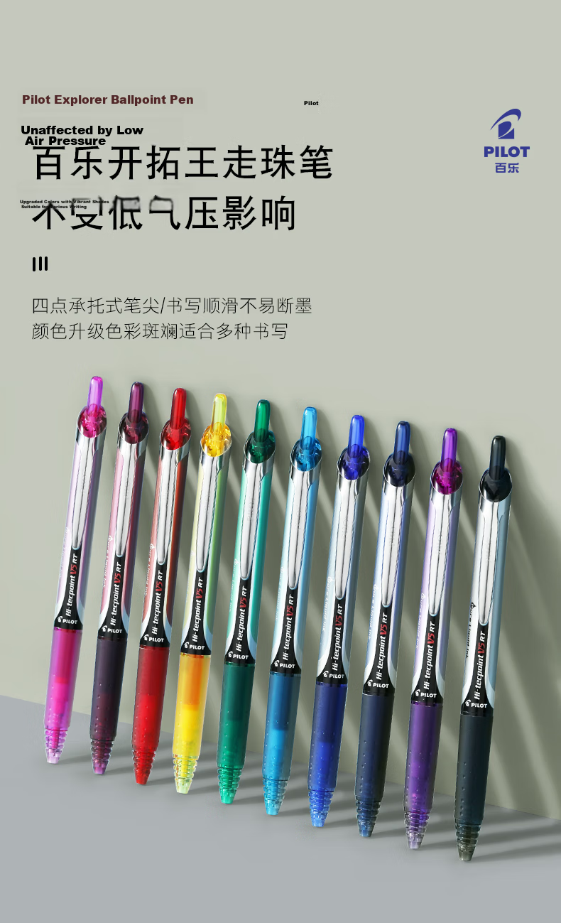 PILOT BXRT-V5 Retractable Blue Gel Pen 0.5mm Signing Pen Business Pen Student Exam Writing Pen High-Value Stationery Set, 6 Pens 2