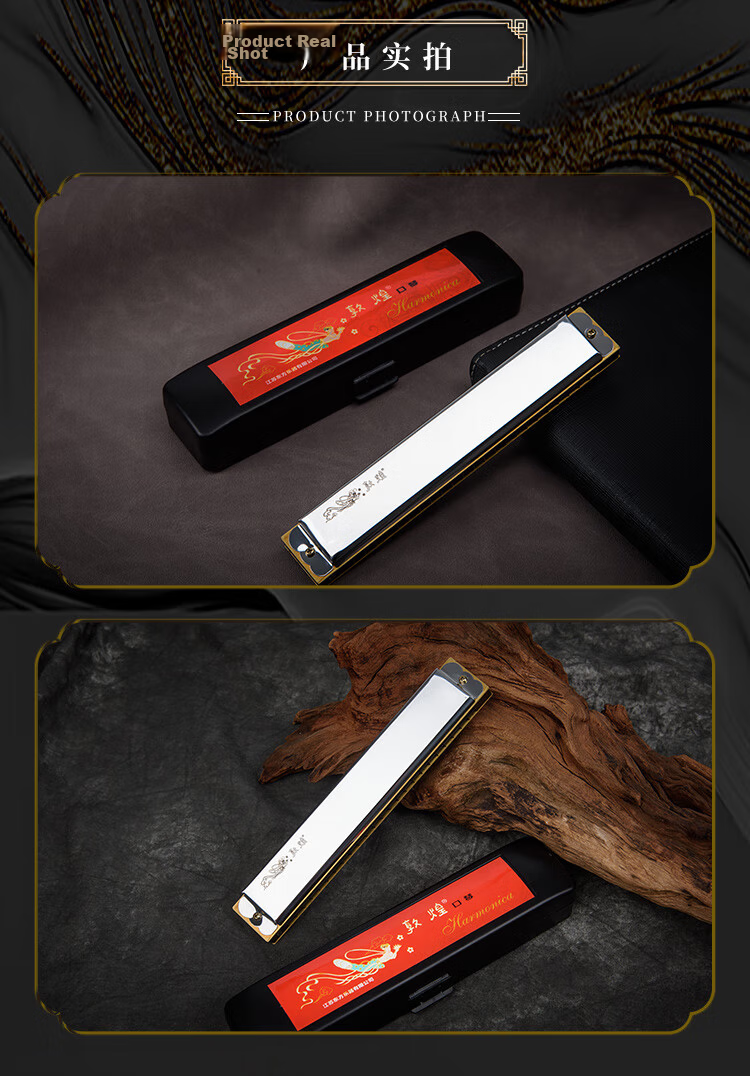 Dunhuang 24-Hole Polyphonic Harmonica DN24-1, Black, Recommended for Adult Beginners, Key of C, Entry-Level Performance 13