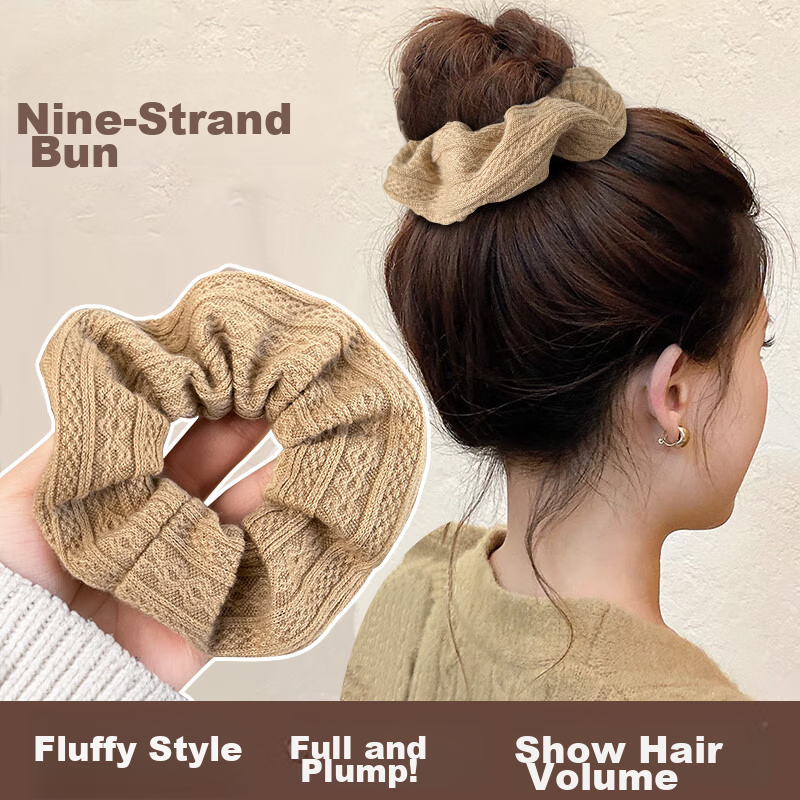 Dongyi Selected Fabric Hair Tie for Women Retro Pattern Large Ponytail Elastic Hair Band Hair Accessory Qixi Valentine's Day Gift 3