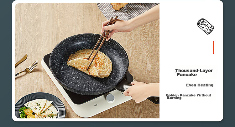 COOKER KING Flat-Bottom Pan, Griddle, Maifanshi Color Non-Stick Steak And Egg Pan, 26cm, Compatible with Induction Cookers, Premium JG26GJ 10