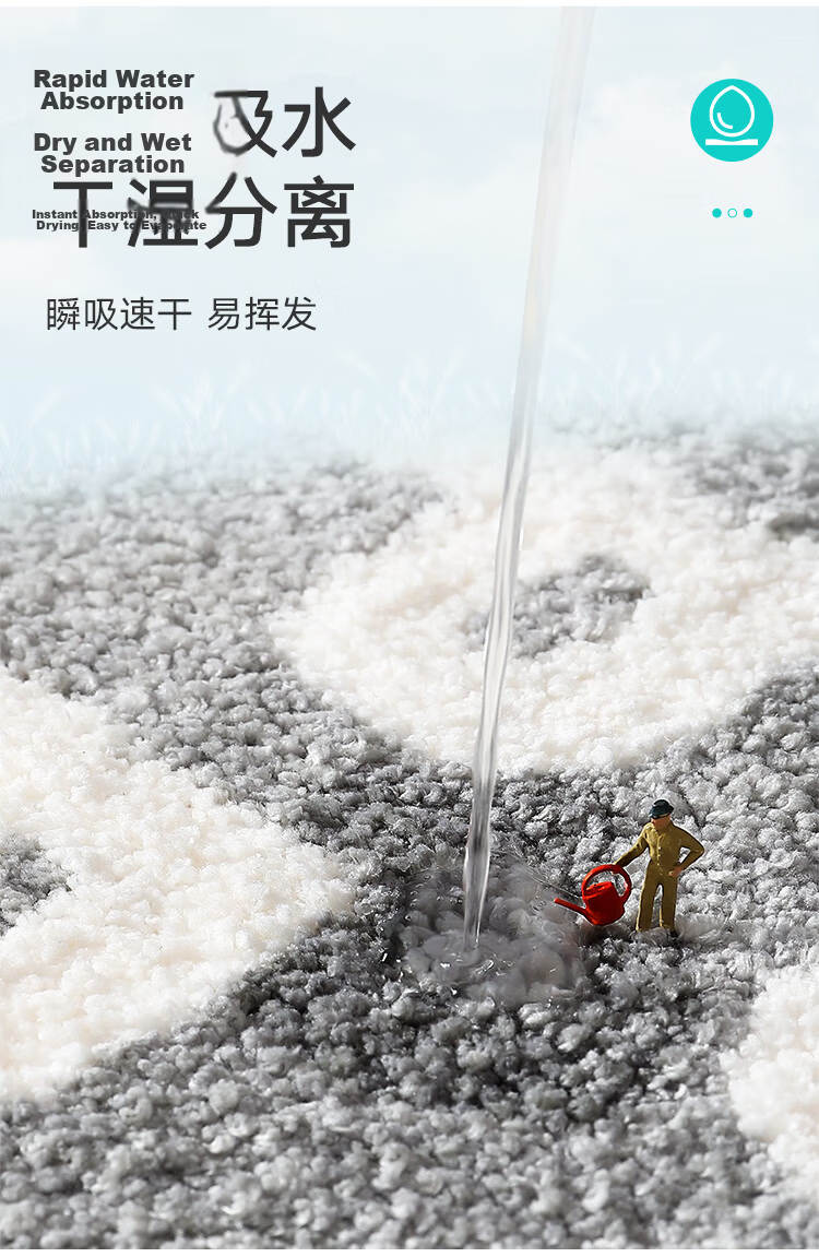 Da Jiang Bathroom Mat Toilet Bath Door Water Absorbent Non-Slip Flocked Bathroom Rug 60x90cm 5