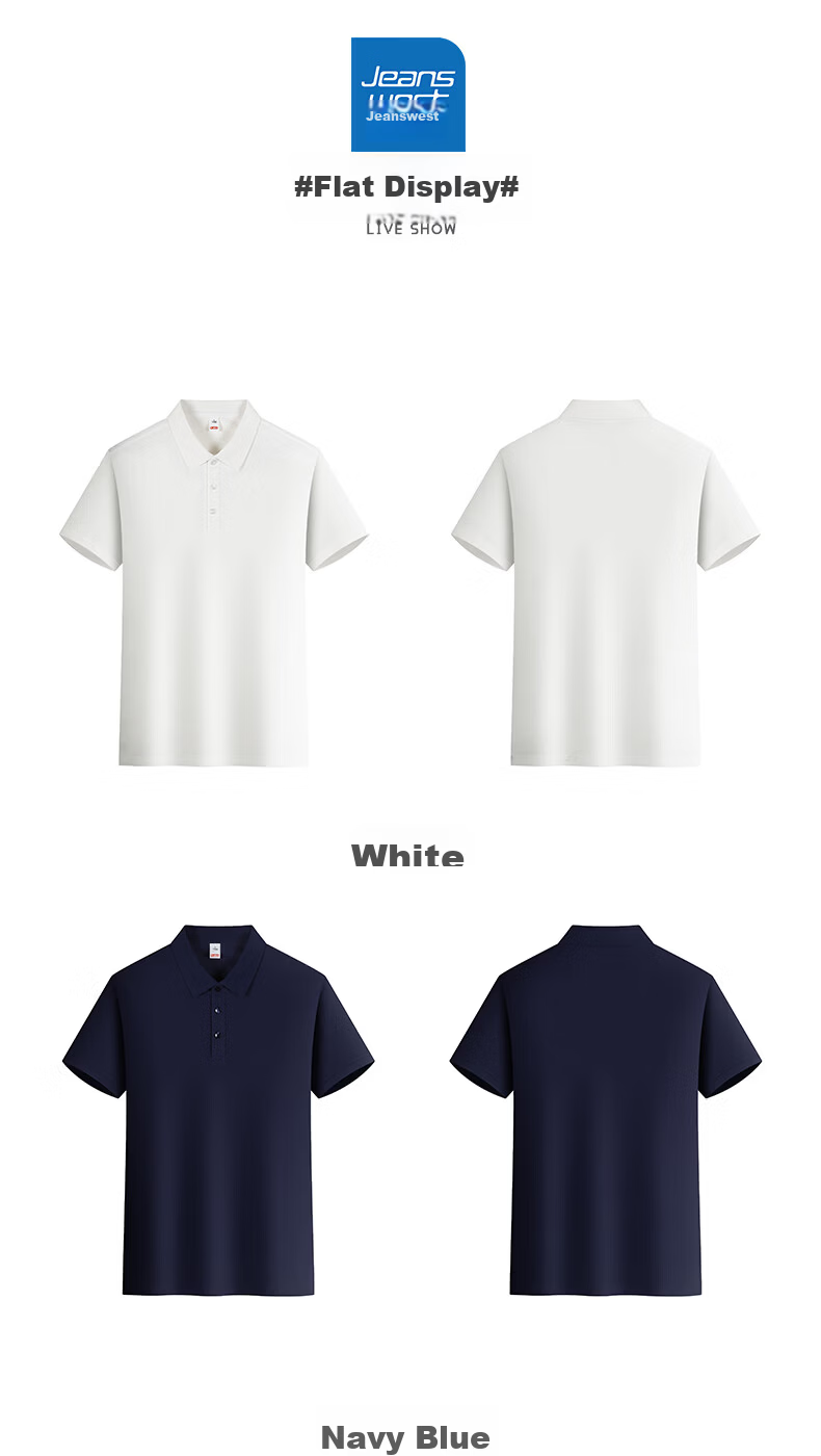 Jeanswest Men's Short Sleeve Polo Shirt 2026 Summer New Imitation Cotton Solid Color Loose Casual T-Shirt Base Shirt Black XL 15