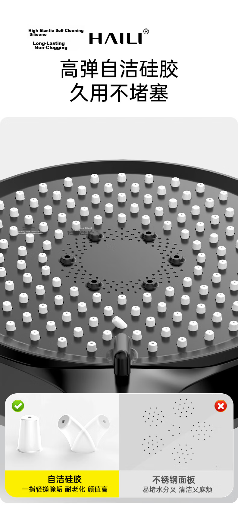 Haili Handheld Shower Head High Pressure Bathroom Chrome Single Spray ZH256 10
