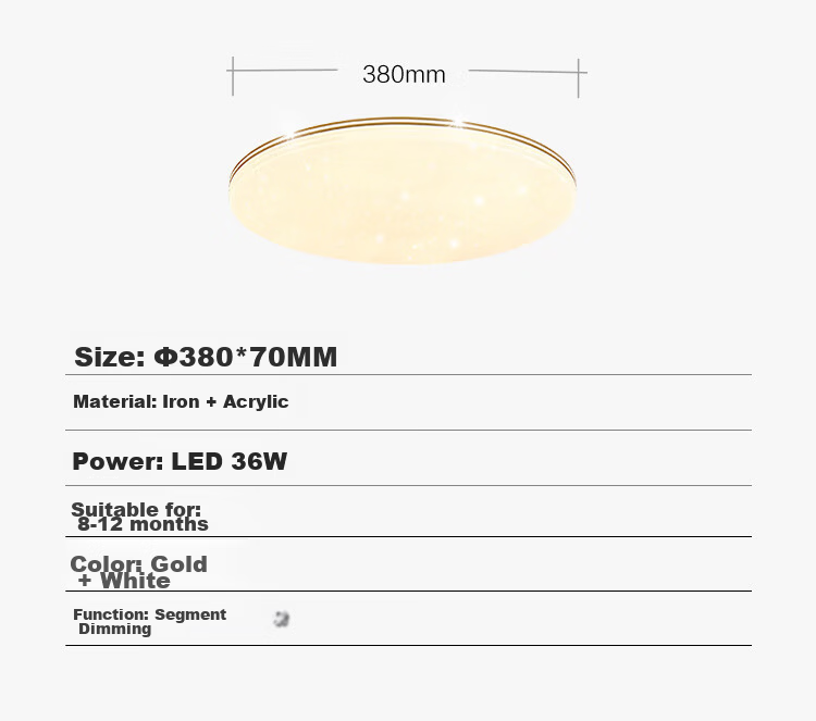 NVC LED Ceiling Light Gold Edge Starry Sky Full Spectrum Three-Color 48W for Bedroom and Dining Room 19