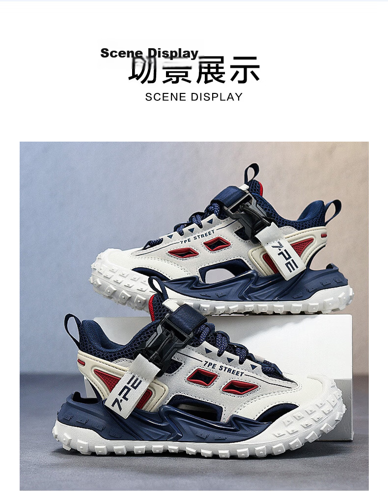 7-PE Boys' Sandals 2026 Summer New Outdoor Breathable Closed-Toe Soft Sole Kids' Sports Creek Shoes for Big Boys 10