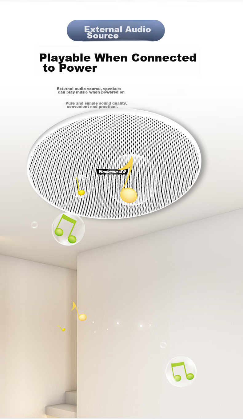Newmine ND-12Y Constant Voltage Ceiling Speaker, Recessed Background Music Sound System for Suspended Ceilings, Embedded Public Address System for Shopping Malls And Stores, 6 Inches 6