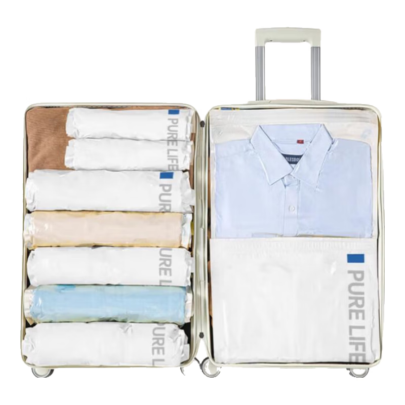 JD Original Small Blue Travel Storage Bags, Vacuum-Free Compressed Bags, Hand-Roll 10-Piece Set, Suitable for Luggage
