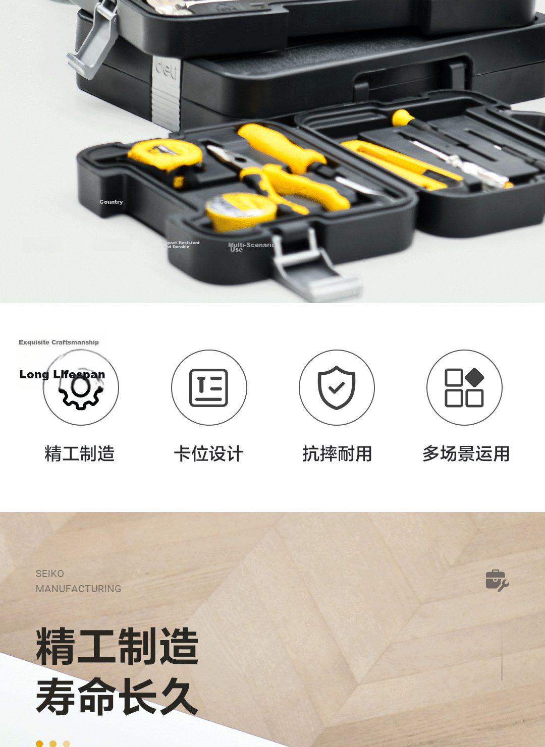 Deli Toolbox Set Household Hardware Repair Kit Electrician Carpenter Telecom 18-Piece Set with Minimalist Plastic Case 1