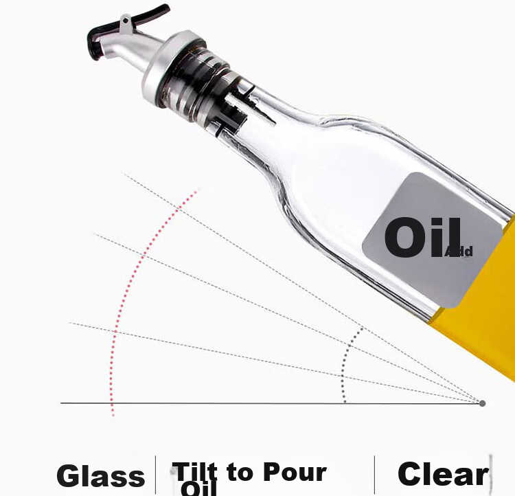 Baijie Glass Oil Bottle Set 500ml*2 Dustproof Leakproof Kitchen Condiment Soy Sauce Oil Dispenser Bottles 3