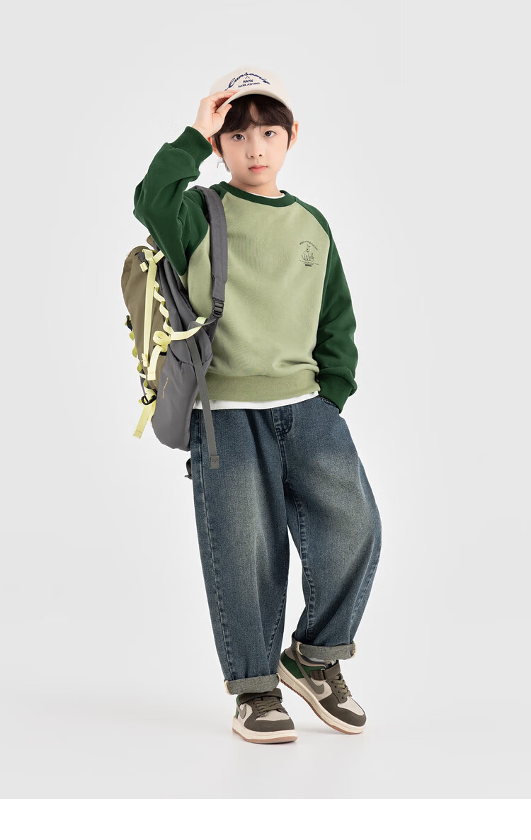 Duoduo Boys' Sweatshirt Kids Autumn Top 2026 Spring and Autumn Colorblock Raglan Sleeve Loose Casual Pullover Base Layer 26