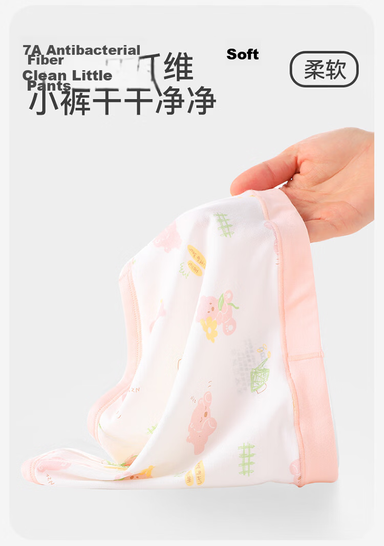 Jiusuiban Plant Cotton Children's Underwear Girls 7A Antibacterial Thin Triangle Panties Toddler Class A Silk Crotch Cartoon Girls Shorts 5
