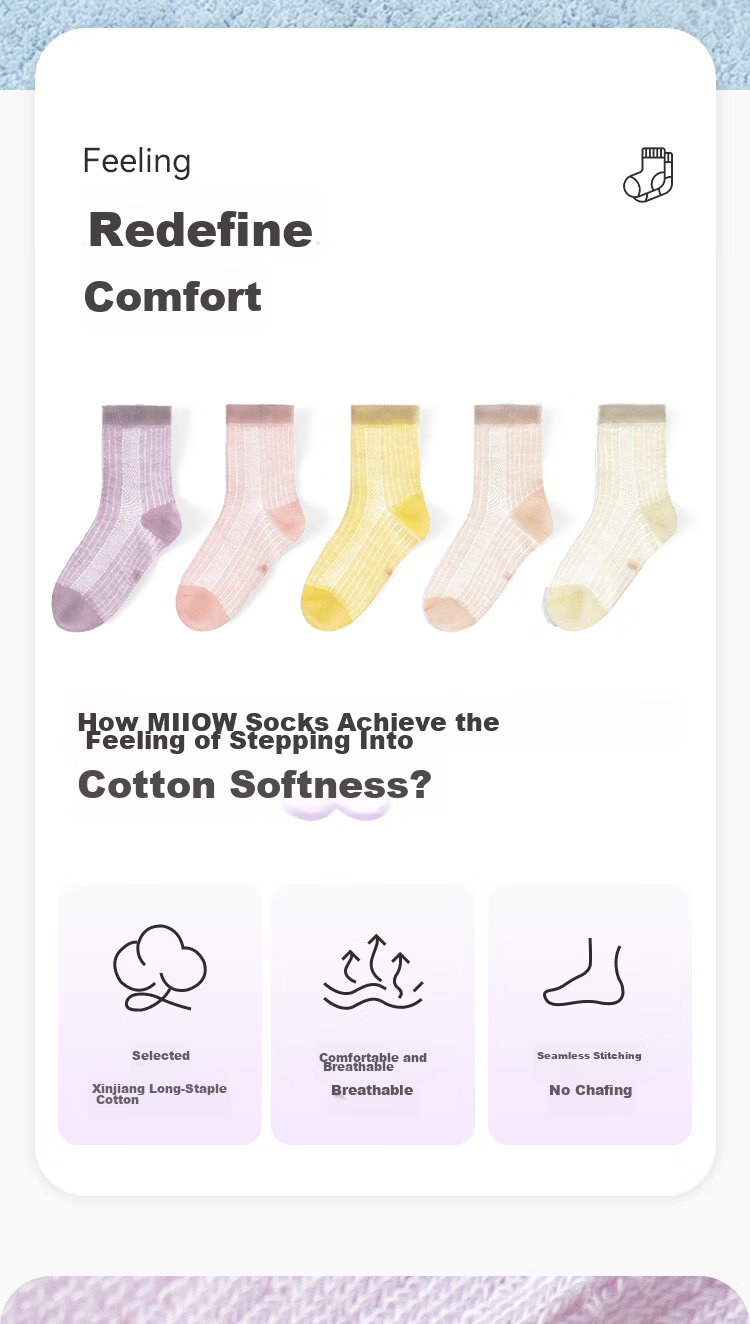 MiiOW Children's Socks, Girls' Summer Socks [Woven Mesh + Ultra-Thin Breathable], Mid-Calf Socks for Baby Girls, Cotton Thin Socks 2