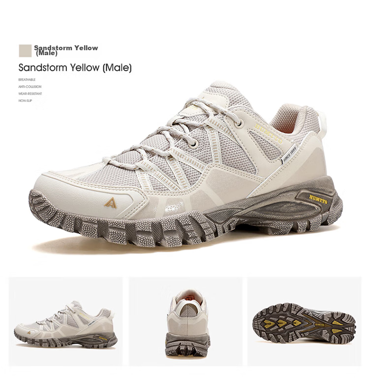 HUMTTO Mesh Hiking Shoes, All-Season Comfortable Breathable Trekking Shoes, Urban Outdoor Casual Men's Shoes, White Deep Blue, Size 44 12