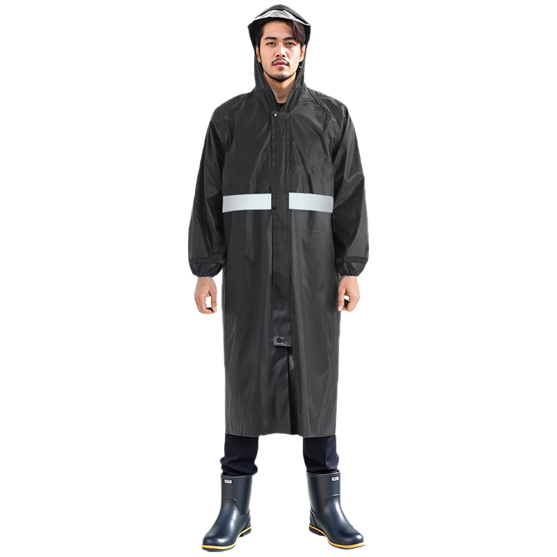 MAINUOQI High-Visibility Long One-Piece Reflective Raincoat for Adults Full-Body Security Outdoor Construction Heavy Rain Traffic Duty Rain Poncho One Size