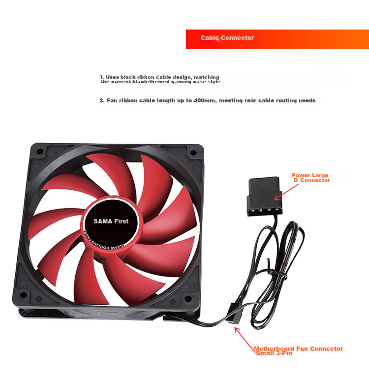 SAMA Turbo V1 Gray Matte 12CM Case Cooling Fan High Airflow Hydraulic Bearing PWM Speed Control Small 4-Pin Multi-Fan Daisy Chain 17