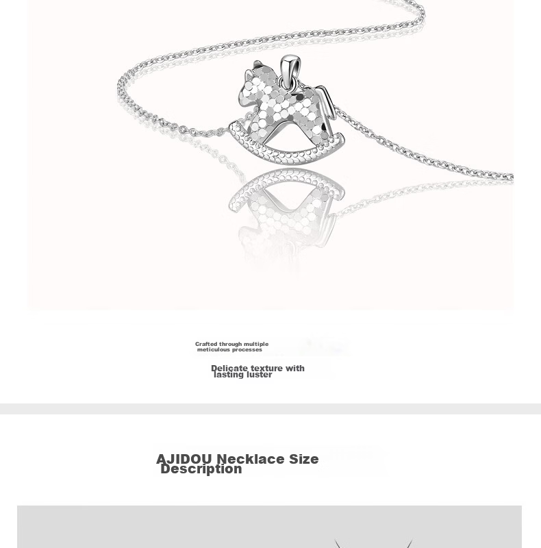 Aji Bean Women's Necklace Zodiac Horse Wooden Adjustable Long Chain Clavicle Sweater Chain for Birth Year 5