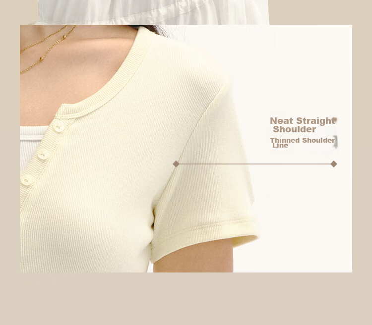 Semir Mall Style | Women's Summer Short Sleeve T-Shirt, Short Colorblock Fake Two-Piece, 2026 Shoulder Top 101326100004 12