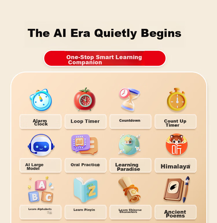 Perfect Score Elementary School Top Student AI Smart Alarm Clock Pro Edition Learning Machine Companion Robot Storytelling Device Birthday Gift for Boys and Girls 3