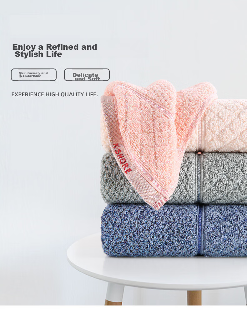KING SHORE Towels, Antibacterial Xinjiang Cotton Pure Cotton Anti-Mite Face Towels, 3 Pieces, Orange/gray/yellow, 70*34cm, 100g/piece 2