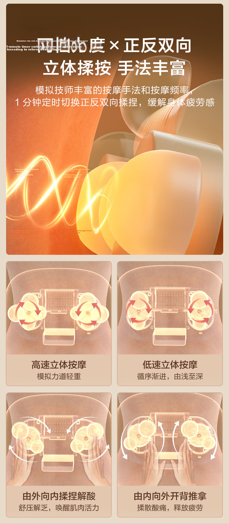 JD Jingzao Back Pro Waist Massager Cushion Shoulder Neck Lumbar Back Massager Portable Kneading Waist Support Pad Birthday Gift for Men and Women 7